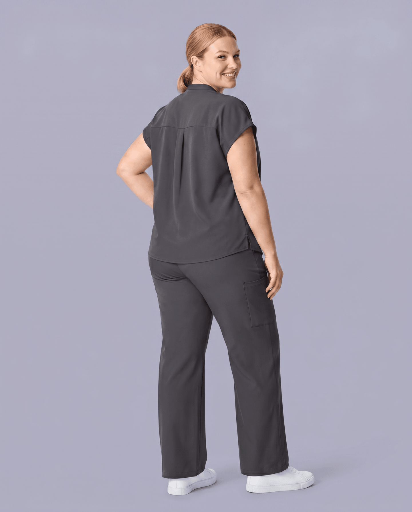 Women's High Waisted Wide Leg Pant Pewter - Scrubloop