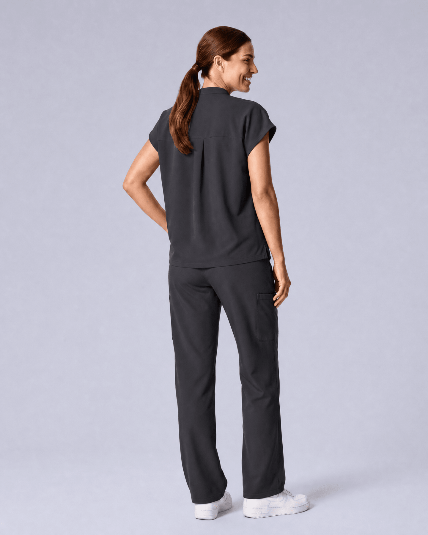 Women's High Waisted Wide Leg Pant Pewter - Scrubloop