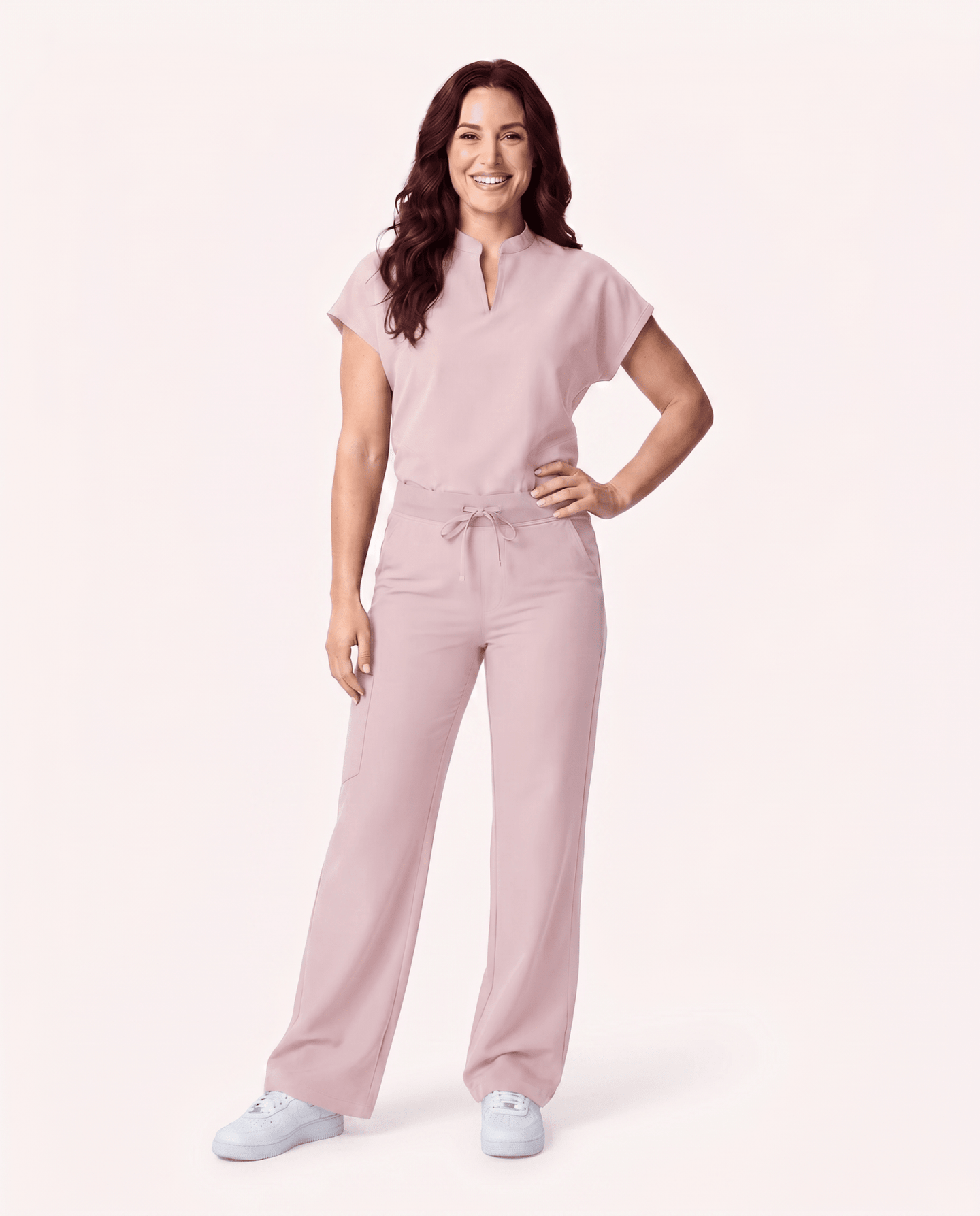 Women's High Waisted Wide Leg Pant Rose Quartz - Scrubloop