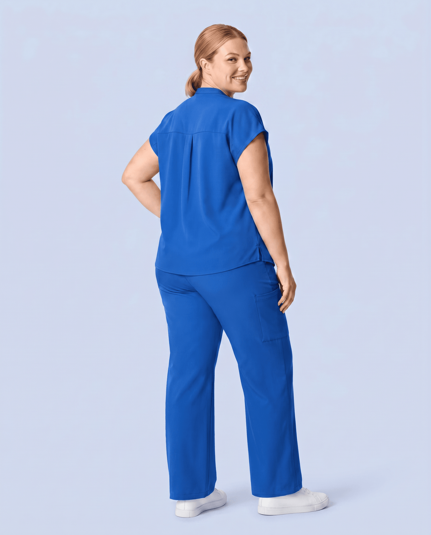 Women's High Waisted Wide Leg Pant Royal Blue - Scrubloop