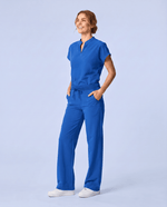 Women's High Waisted Wide Leg Pant Royal Blue - Scrubloop