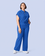 Women's High Waisted Wide Leg Pant Royal Blue - Scrubloop