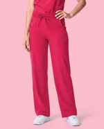 Women's High Waisted Wide Leg Pant Sangria - Scrubloop