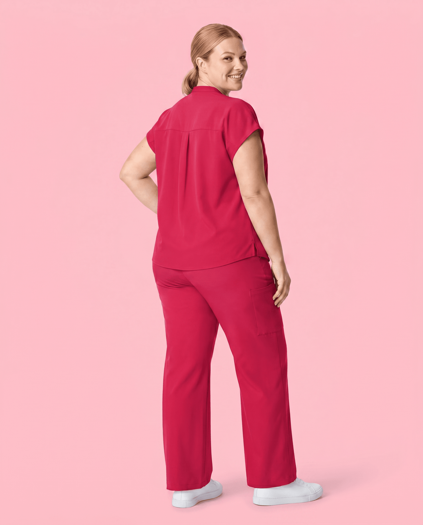 Women's High Waisted Wide Leg Pant Sangria - Scrubloop