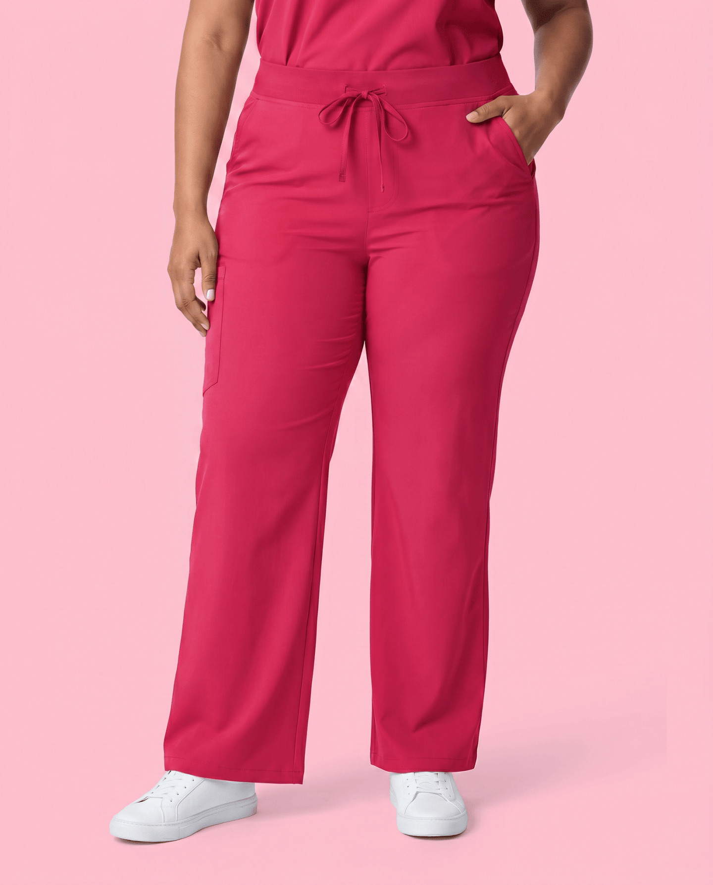 Women's High Waisted Wide Leg Pant Sangria - Scrubloop