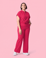 Women's High Waisted Wide Leg Pant Sangria - Scrubloop