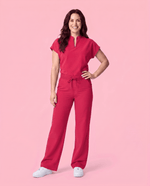 Women's High Waisted Wide Leg Pant Sangria - Scrubloop