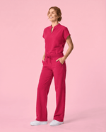 Women's High Waisted Wide Leg Pant Sangria - Scrubloop