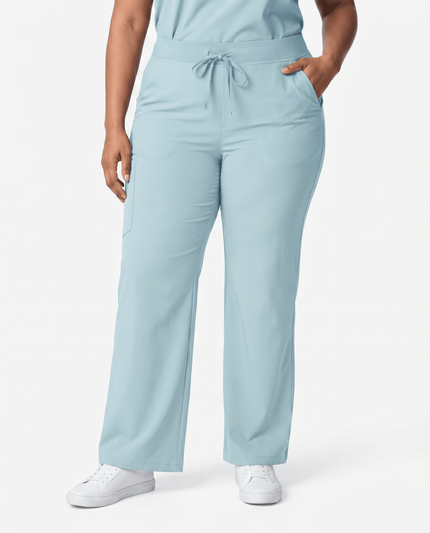 Women's High Waisted Wide Leg Pant Sky Blue - Scrubloop