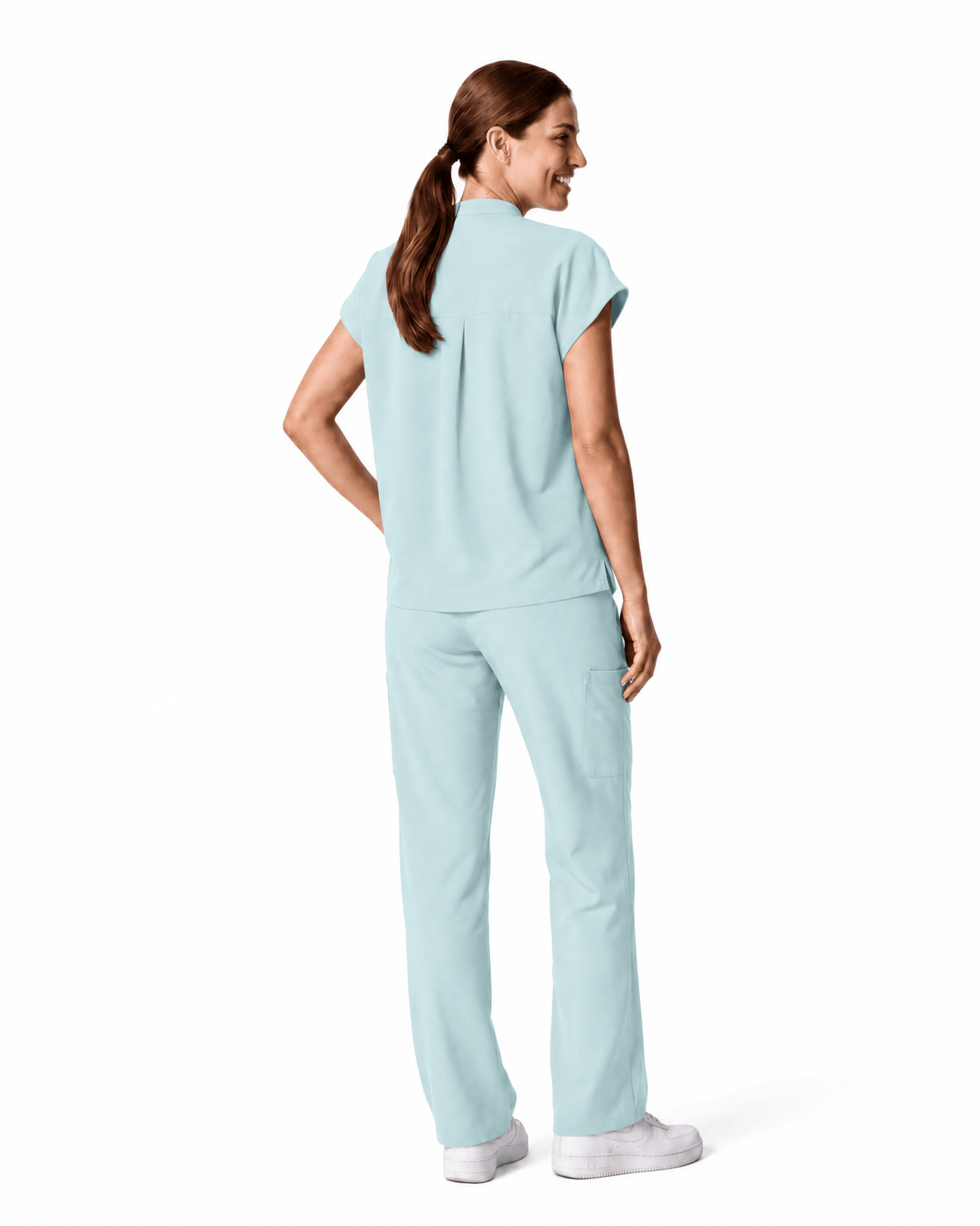 Women's High Waisted Wide Leg Pant Sky Blue - Scrubloop