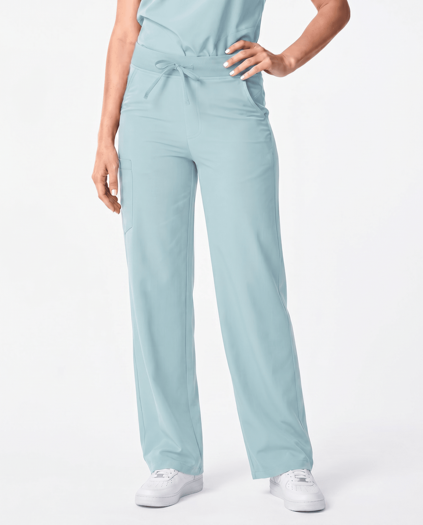Women's High Waisted Wide Leg Pant Sky Blue - Scrubloop