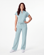 Women's High Waisted Wide Leg Pant Sky Blue - Scrubloop