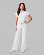 Women's High Waisted Wide Leg Pant White - Scrubloop