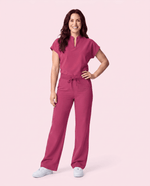 Women's High Waisted Wide Leg Pant Wild Berry - Scrubloop
