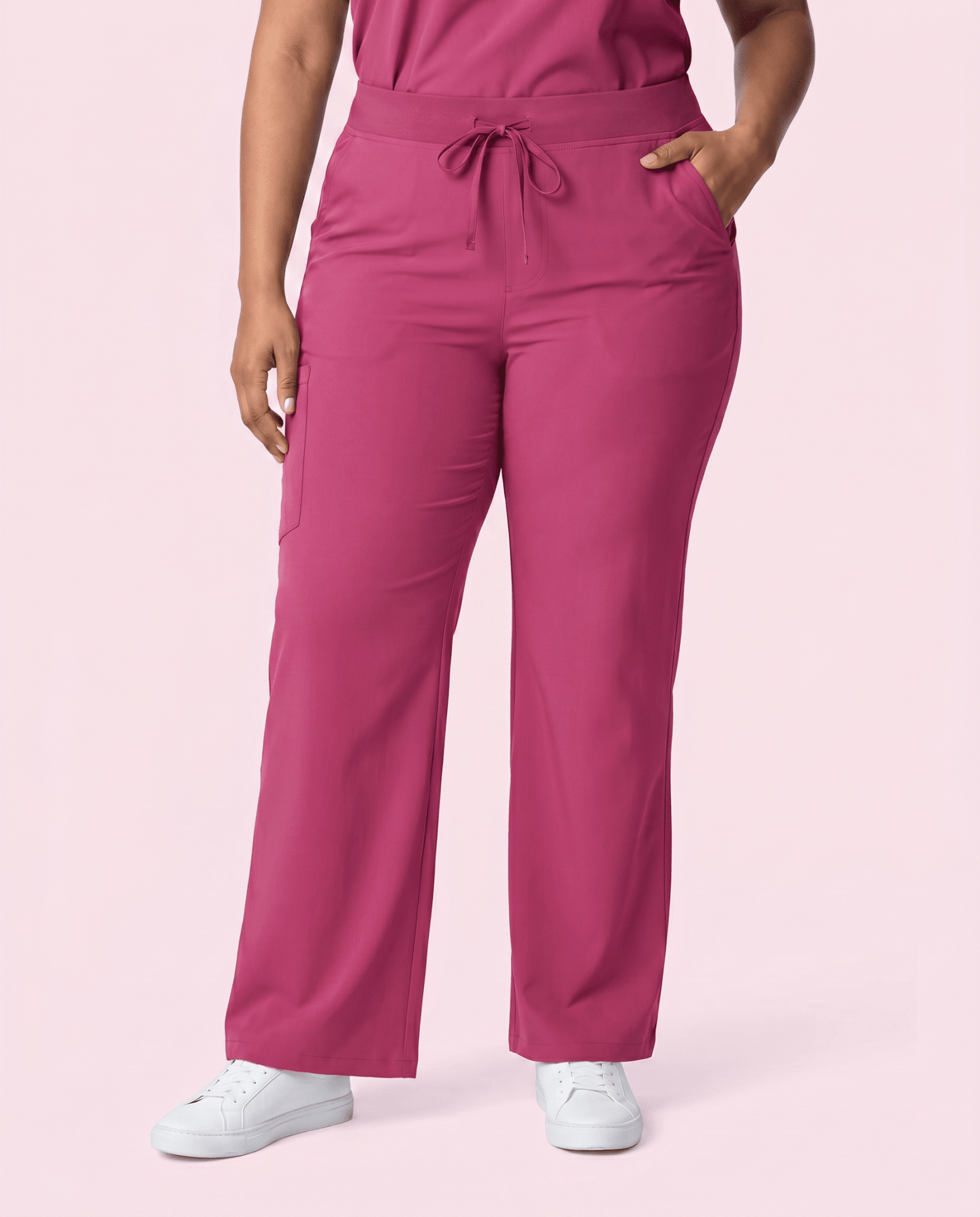 Women's High Waisted Wide Leg Pant Wild Berry - Scrubloop
