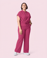 Women's High Waisted Wide Leg Pant Wild Berry - Scrubloop