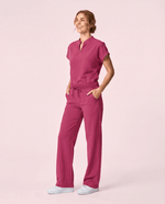 Women's High Waisted Wide Leg Pant Wild Berry - Scrubloop