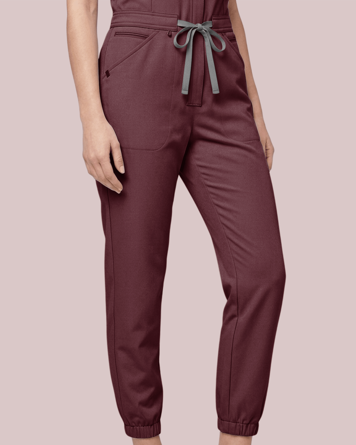 Women's Jogger Jumpsuit Burgundy - Scrubloop