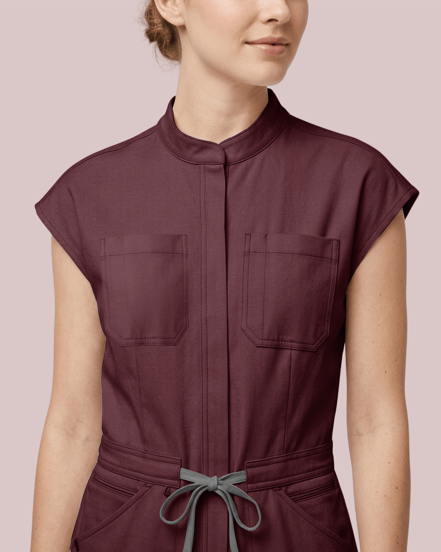 Women's Jogger Jumpsuit Burgundy - Scrubloop
