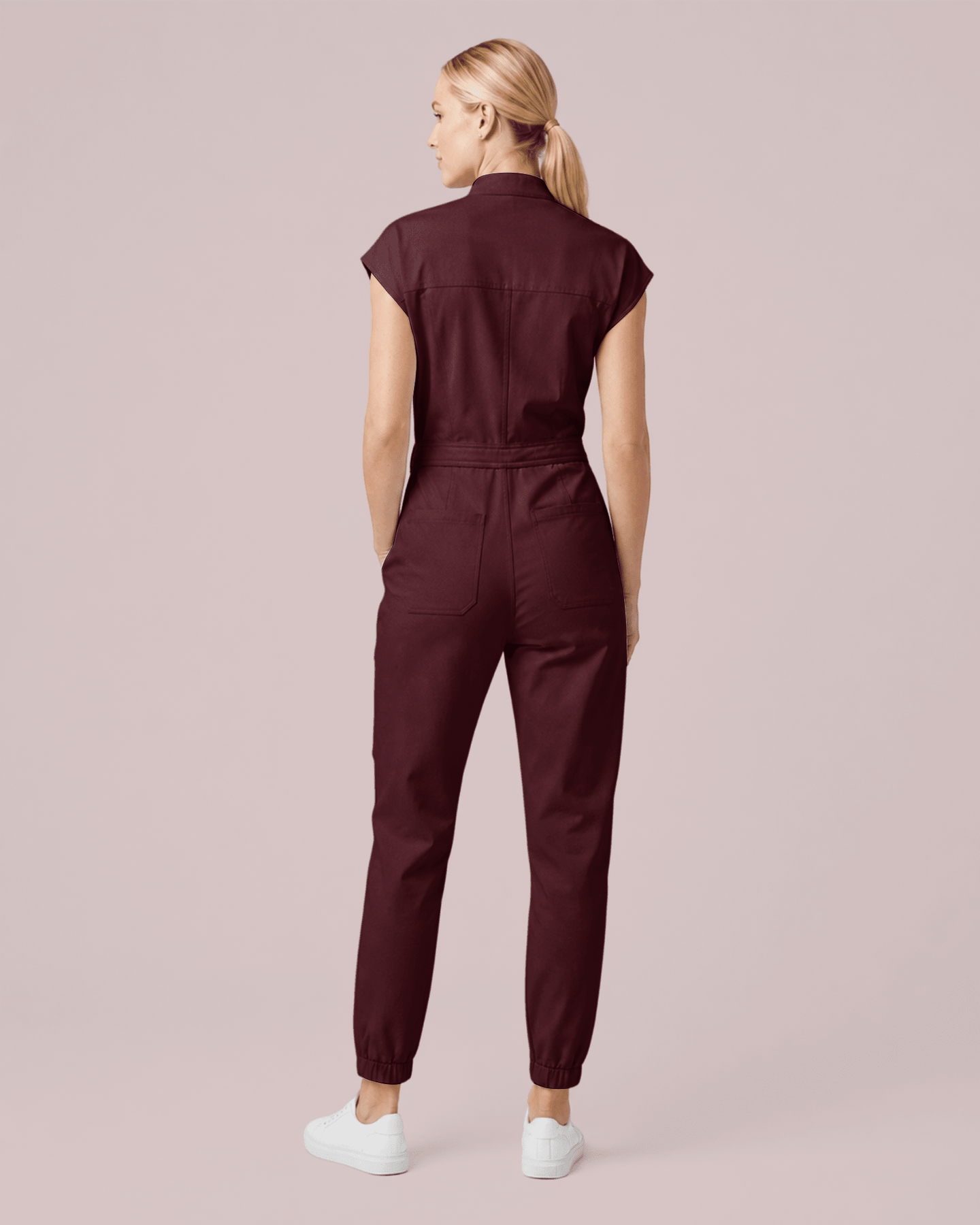 Women's Jogger Jumpsuit Burgundy - Scrubloop