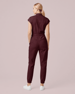 Women's Jogger Jumpsuit Burgundy - Scrubloop