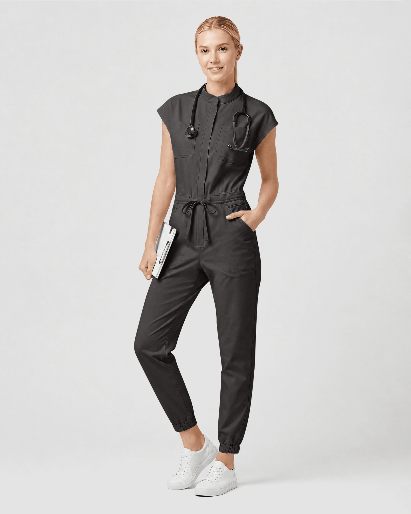 Women's Jogger Jumpsuit Charcoal - Scrubloop
