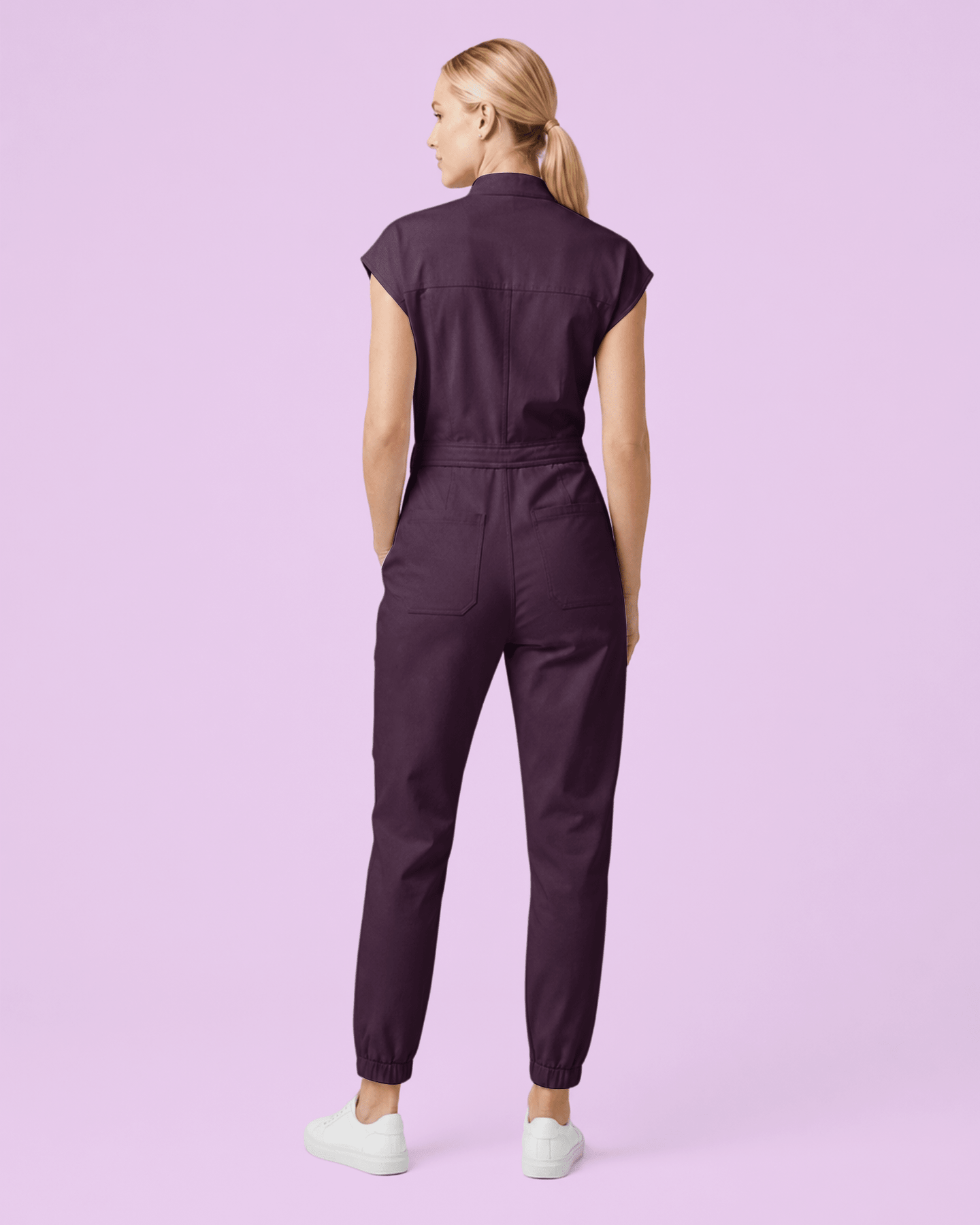Women's Jogger Jumpsuit Deep Eggplant - Scrubloop