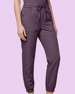 Women's Jogger Jumpsuit Deep Eggplant - Scrubloop