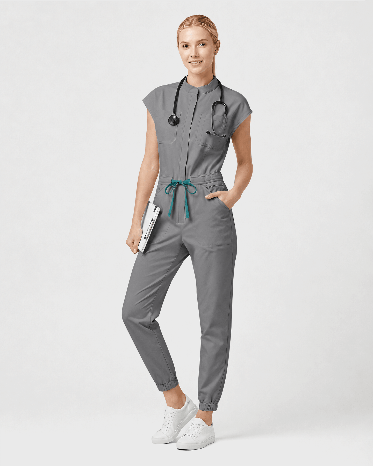 Women's Jogger Jumpsuit Heather Gray - Scrubloop