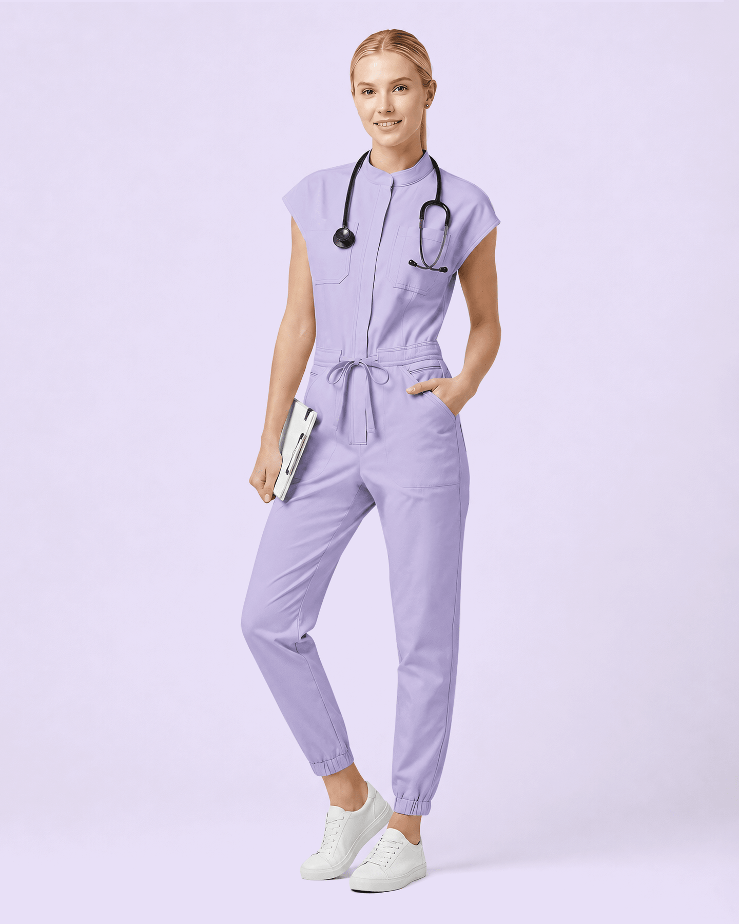 Women's Jogger Jumpsuit Lavender - Scrubloop