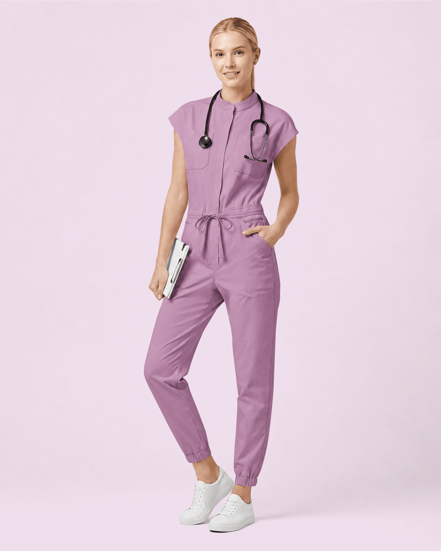 Women's Jogger Jumpsuit Lilac - Scrubloop