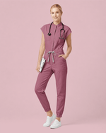 Women's Jogger Jumpsuit Mauve - Scrubloop