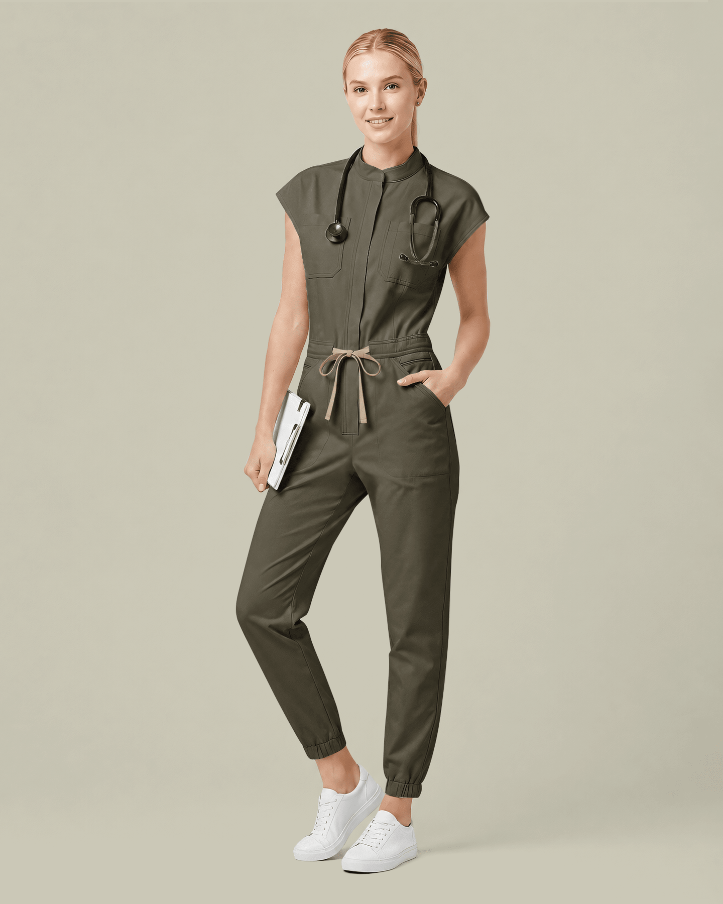 Women's Jogger Jumpsuit Olive - Scrubloop