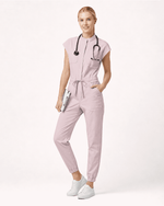 Women's Jogger Jumpsuit Rose Quartz - Scrubloop