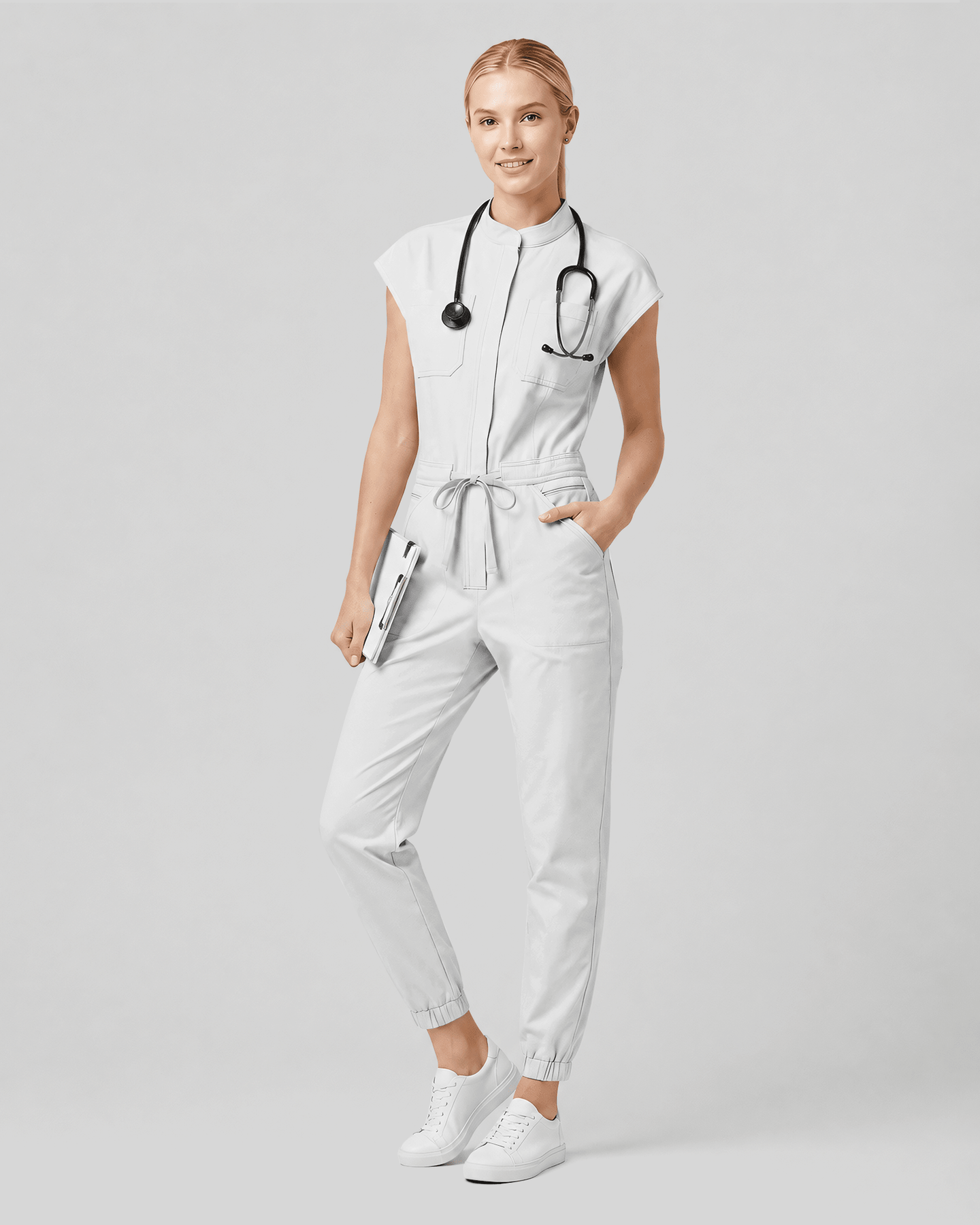 Women's Jogger Jumpsuit White - Scrubloop
