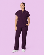 Women's Mandarin Dolman Deep Eggplant - Scrubloop
