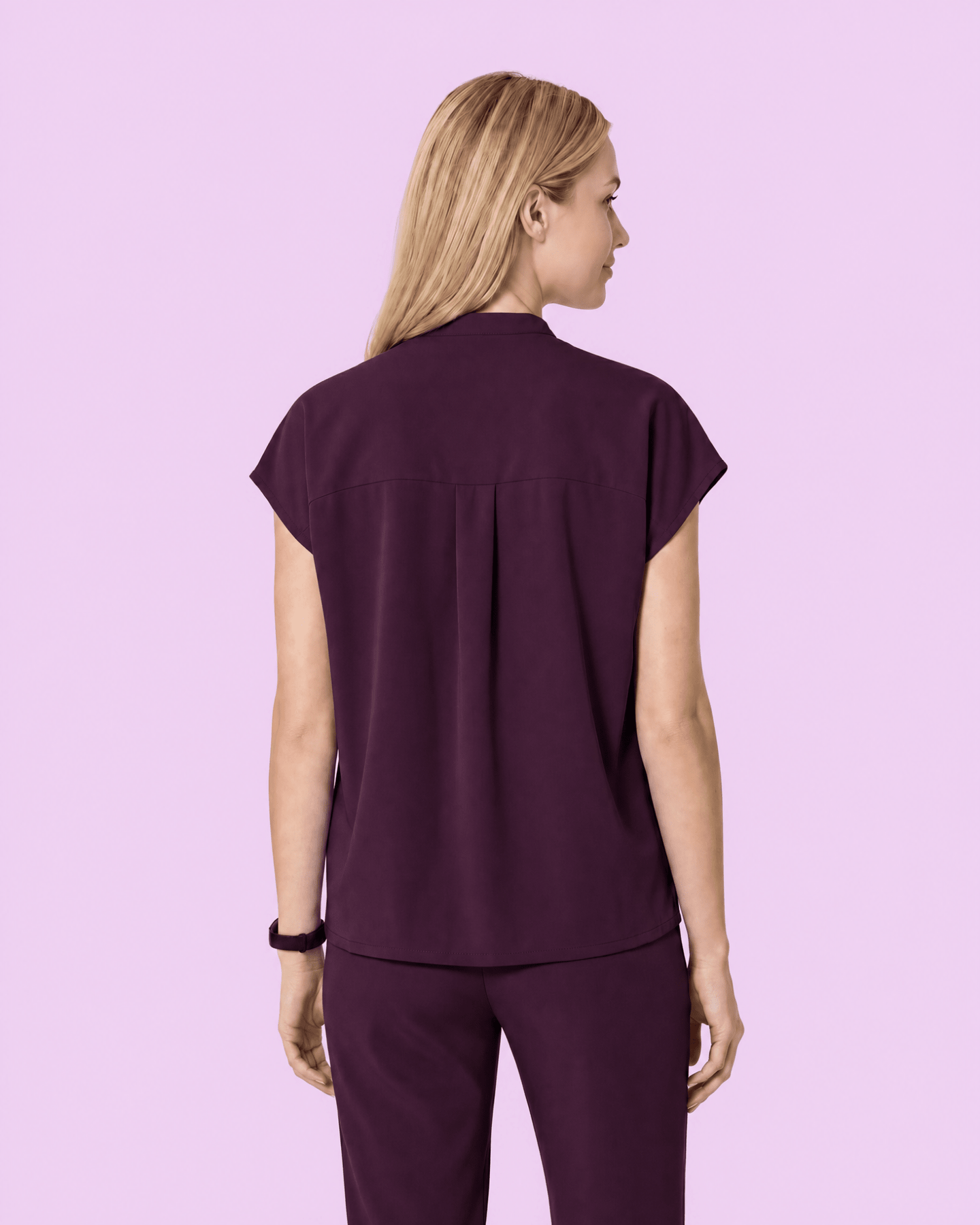 Women's Mandarin Dolman Deep Eggplant - Scrubloop