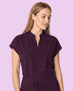 Women's Mandarin Dolman Deep Eggplant - Scrubloop