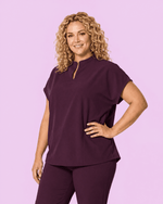 Women's Mandarin Dolman Deep Eggplant - Scrubloop