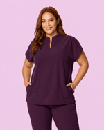 Women's Mandarin Dolman Deep Eggplant - Scrubloop