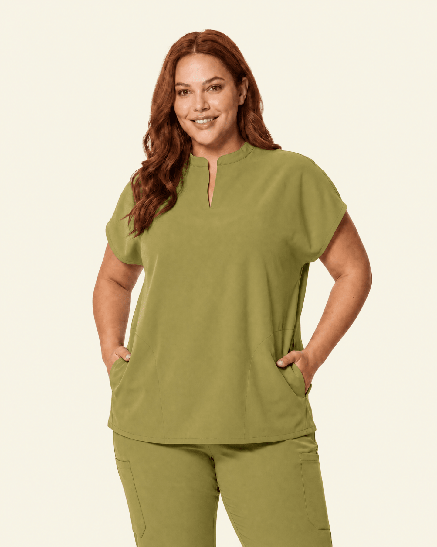 Women's Mandarin Dolman Top Avocado - Scrubloop