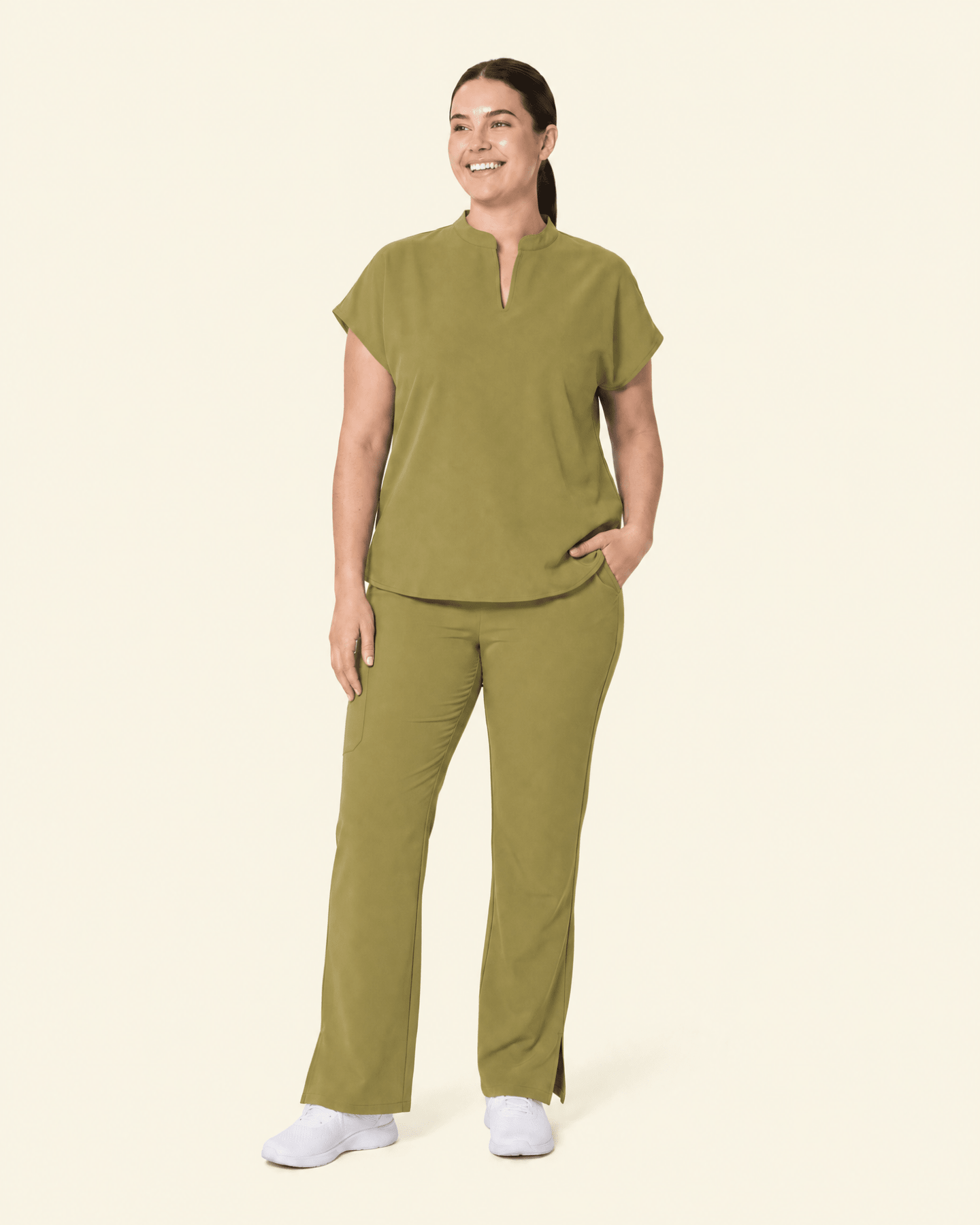 Women's Mandarin Dolman Top Avocado - Scrubloop