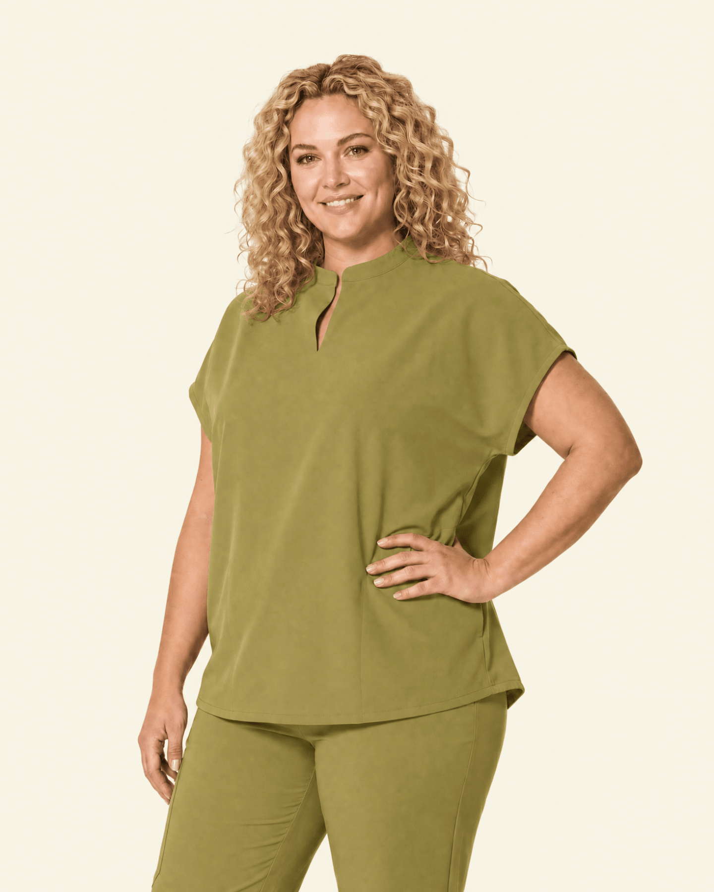 Women's Mandarin Dolman Top Avocado - Scrubloop