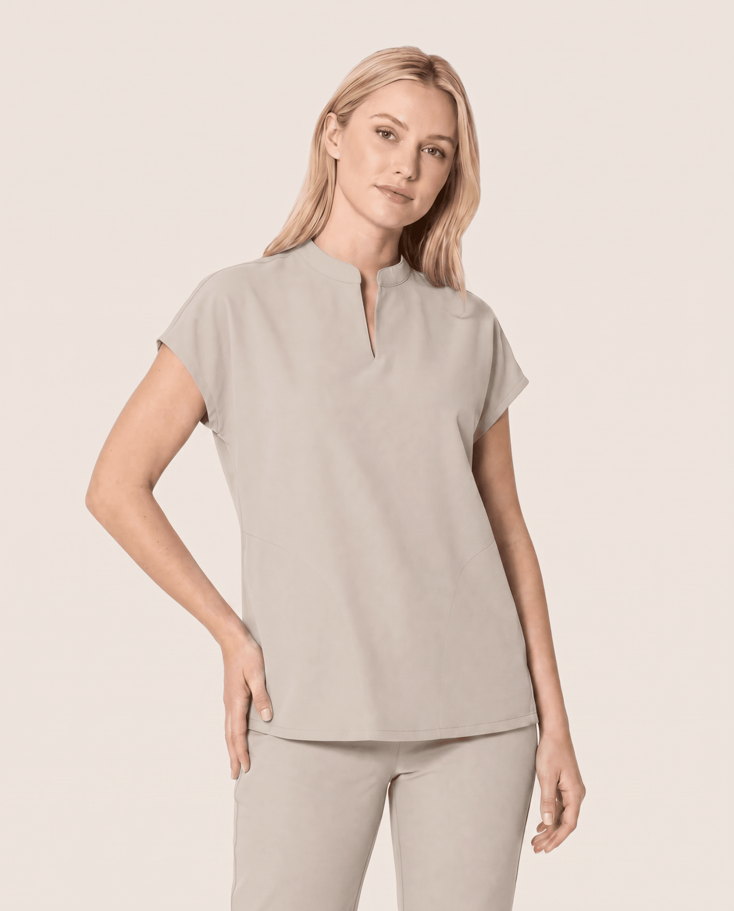 Women's Mandarin Dolman Top Birch - Scrubloop