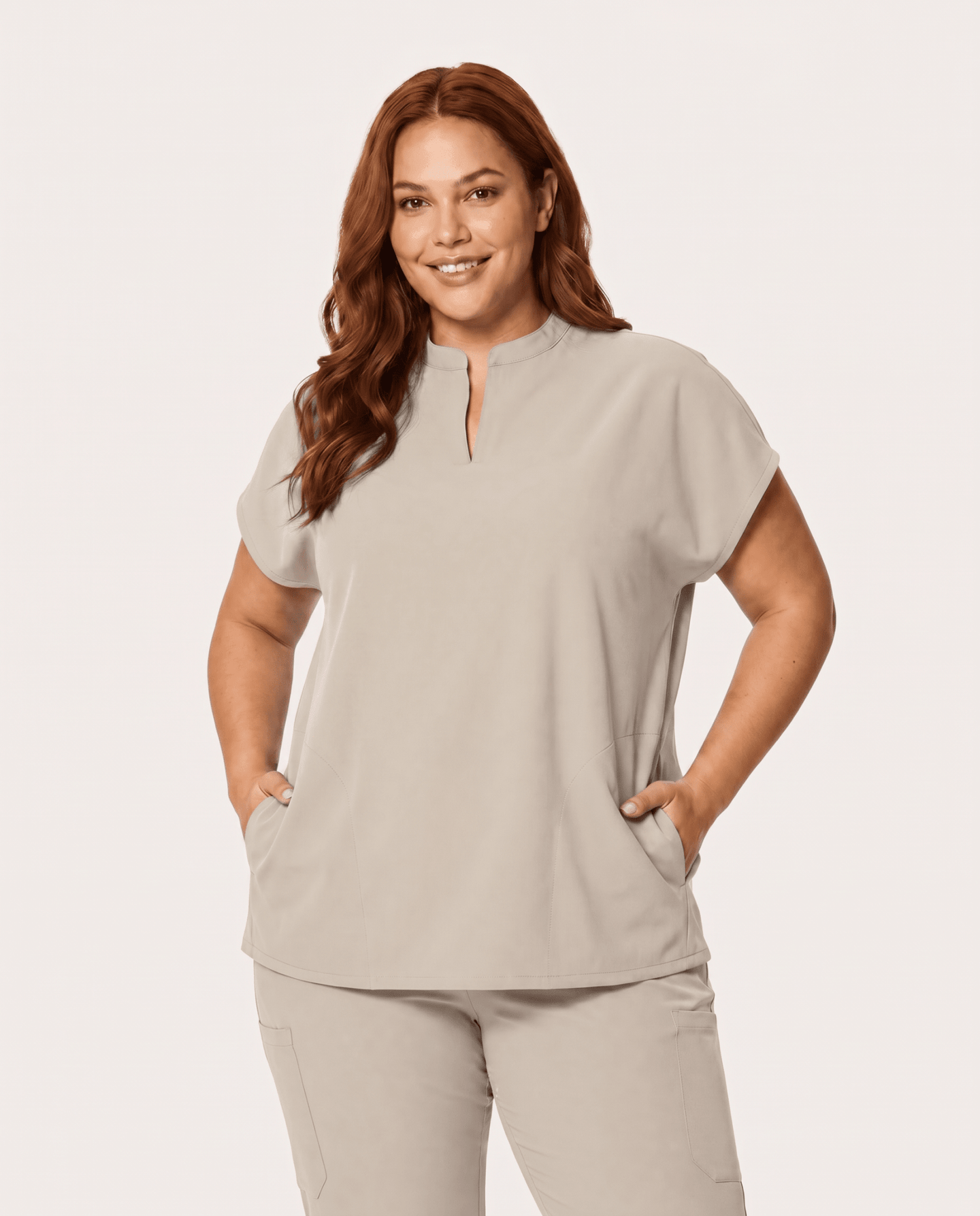 Women's Mandarin Dolman Top Birch - Scrubloop