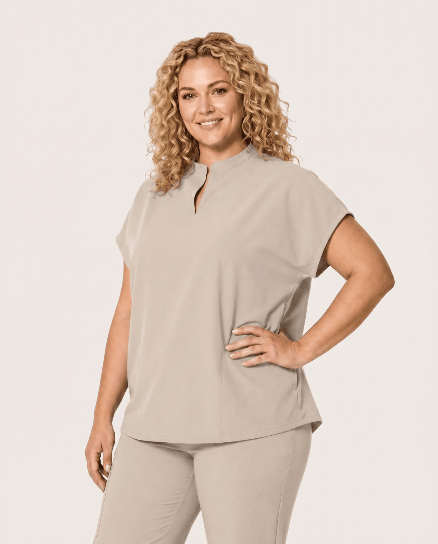 Women's Mandarin Dolman Top Birch - Scrubloop