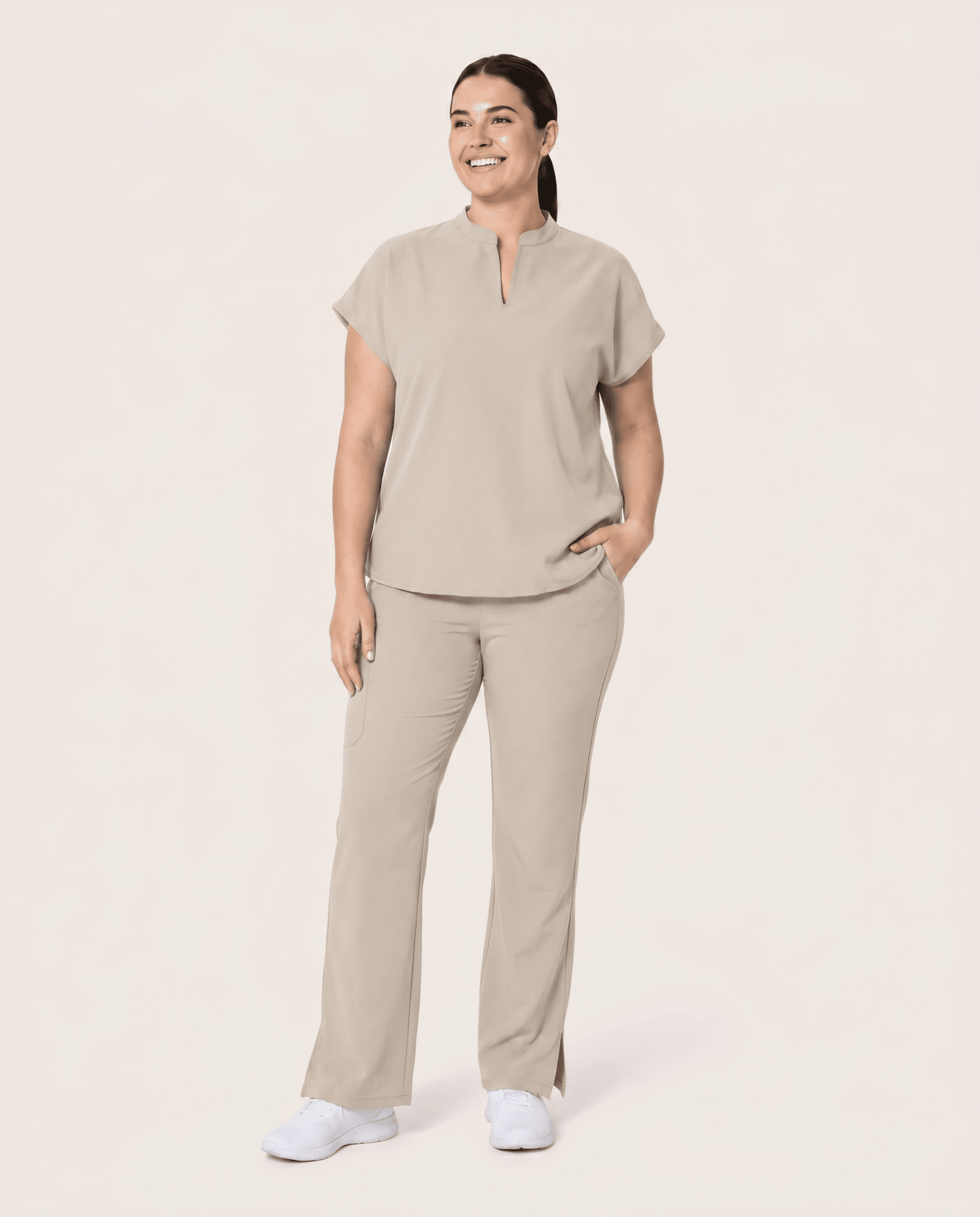 Women's Mandarin Dolman Top Birch - Scrubloop