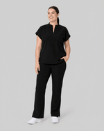 Women's Mandarin Dolman Top Black - Scrubloop