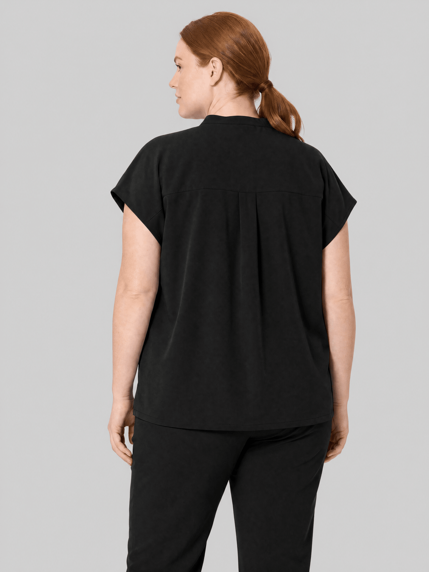 Women's Mandarin Dolman Top Black - Scrubloop