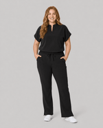 Women's Mandarin Dolman Top Black - Scrubloop